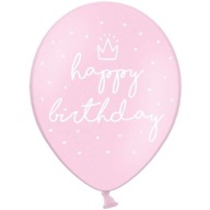 Ružové balóniky HAPPY BIRTHDAY, 12 palcov, 6 ks