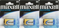 3x ALKALICKÁ BATÉRIA 9V MAXELL 6LR61 6F22 MN1604