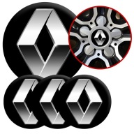 4 Emblémy Stredy ráfikov Kryty kolies Kolesá RENAULT TOP SET 60 mm