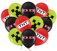 Herné balóniky Pixels Minecraft TNT Mix 12 kusov Narodeninové