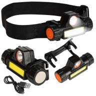 VÝKONNÁ HLAVOVÁ LAMPA S MAGNETOVÝM COB LAMPOU ODNÍMATEĽNÁ USB LED 4V1