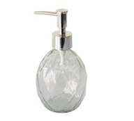 Sklenený dávkovač mydla so strieborným 350 ml glamour dávkovačom mydla