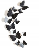 Magnetky, nálepky dekorácia BLACK BOTTERFLIES 12 ks M6