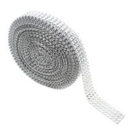 Stuha so zirkónmi, STRIEBORNÉ diamanty, 1,5 m, lesklá