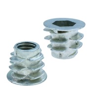 10x M6 x 10 mm nástrčná oceľová nábytková vložka skrutkovaná do dreva, typ DC