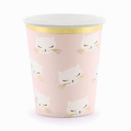 CAT KOTEK papierové poháre, ružové, 200 ml, 6 ks, k narodeninám detí