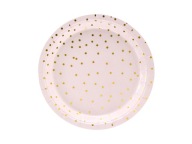 Narodeninové taniere Pink Dots Gold 6 ks