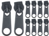 Jazdce zipsov pre pásku na zips GRAPHITE 5mm - 10 ks