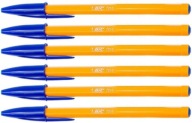 BIC oranžové atramentové pero, MODRÝ uzáver, 6 ks