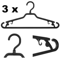 3 x vešiak na šaty čierne univerzálne 42 cm