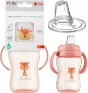 AKUKU FĽAŠA STRIEBORNÝ hrnček MÄKKÝ SILIKÓNOVÝ NÁPOJ S RÚČKAMI 240ml A0221