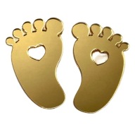 Dekor na bočnú stranu torty Nohy Baby's feet Ročné zlaté plexi zrkadlo