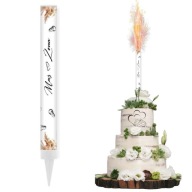 BIELA ​​torta fontána svetlice MANŽEL a MANŽELKA svadobná boho svadobná sušená dekorácia 18cm