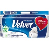 Jemný biely toaletný papier (8 ks), 3 vrstvy