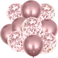 Priehľadné balóny s konfetami ROSE GOLD ročné 1-99 narodeniny svadba 10 ks