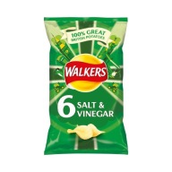 Walkers Salt & Vinegar zemiakové lupienky s príchuťou soli a octu 6 x 25 g