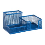 Kovový držiak na pero s 3 priehradkami, kov MESH, NAVY MODRÁ
