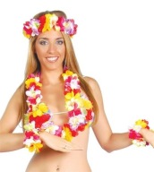 HAWAIIAN SET HAVAJSKÉ KVETY ŽLTÉ A ČERVENÉ