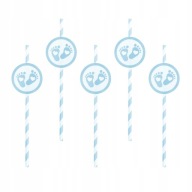 Baby Shower Blue Feet Baby Shower narodeninové slamky na pitie 10ks