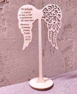 Anjelské krídla na stojane Gravírovanie 10x17cm Prijímanie Meno Dátum