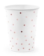 Biele papierové poháre s bodkami 260ml 6 ks