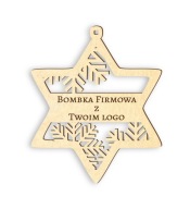 DREVENÁ GUĽA s logom firmy na vianočný stromček HVIEZDA