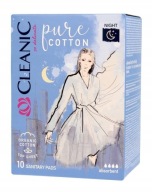 CLEANIC Pure Cotton Night hygienické vložky 10 ks