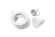 SET PEVNÝCH BIELICH HALOGÉNOVÝCH SVIETIDIEL + LED ŽIAROVKA 7W + GU10 3000K