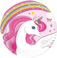 Papierové taniere Rainbow Unicorn 20 cm 8 ks