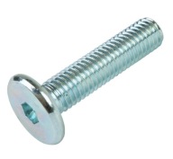 10x metrická skrutka M8 x 35 mm biela pozinkovaná s hlavou valca, nábytková skrutka