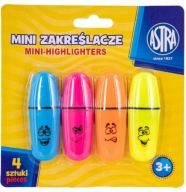 Mini farebné zvýrazňovače Astra blister 4 kusy popisovačov