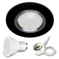 SET okrúhle sklenené svietidlo ČIERNA + LED GU10 7W