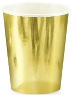 Zlaté metalizované papierové poháre narodeninový Silvester 250ml 6 ks.