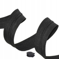 3mm páska na špirálový zips, 2mb, čierna + 5 zipsov