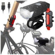 PREDNÁ + ZADNÁ LED BICYKELOVÁ LAMPA NA BICYKEL, RIADKA, NABÍJACIE USB