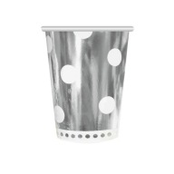 Papierové poháre Silver Polka Dots 266 ml/6 ks