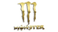 Vysekaná nálepka MONSTER, zlatý chróm