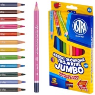 Astra TROJUHOLNÍKOVÉ JUMBO ceruzky hrubé, 12 farieb + strúhadlo