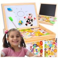 MAGNETICKÁ TABUĽA PRE DETI, edukačné drevené magnetické puzzle