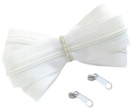 Špirálová páska na zips 3 mm, zips na posteľnú bielizeň, BIELA, 1 meter + 2 zipsy
