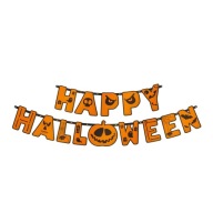 Veselý halloweensky banner s oranžovou tekvicou