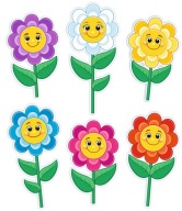 Jarná dekorácia do okien SMILY FLOWERS (obojstranná, 6 ks)