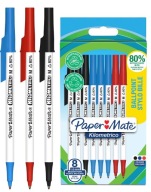 Paper-Mate Kilometrico guľôčkové pero Čierna Červená Modrá Súprava 8 ks