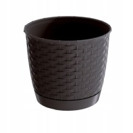 KVETINÁČ SO STOJANOM, priemer 14,5 cm, RATTANOVÝ EFEKT