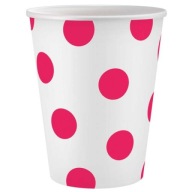MAGENTA papierové poháre, bodky, 250 ml x6