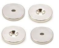SILNÝ NEODYMIOVÝ MAGNET 18x3 mm S OTVOROM 7/3,5 mm PRE SÚPRAVU 4 Skrutiek