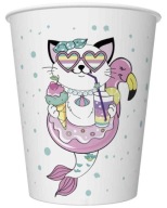 PAPIEROVÝ hrnček FLAMINGO S MAČKOU 250ml 8 ks
