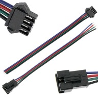 4KOLÍKOVÝ KONEKTOR PRE RGB LED PÁS KONEKTOR ZÁSUVKA SAMSKÁ SAMIČKA ZÁSTRČKA 15 cm