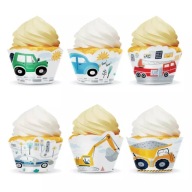 Košíčky na muffiny Construction Vehicles Chlapčenské narodeninové obaly 6 ks