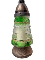Sklenená sviečka, vianočný stromček, zelený zirkón, cca 25 cm